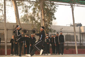 Students performing stunts