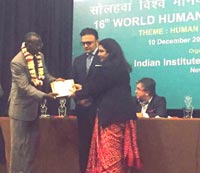 SMS, Janakpuri - 2015 Global Human Rights Protection Award - Ms. Rama Sethi : Click to Enlarge