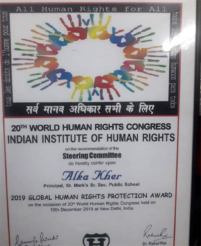 SMS, Janakpuri - Global Human Rights Protection Award : Click to Enlarge