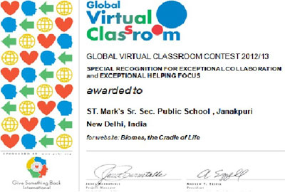 The Secondary Team of St. Mark's Sr. Sec. Public School, Janakpuri won a Merit Award for ‘Exceptional Collaboration’  and ‘Exceptional Helping Focus’