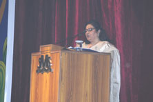 SMS, Janakpuri - Magical Journey - Primary - Annual report being read by the Principal Ms. Rama Sethi. : Click to Enlarge