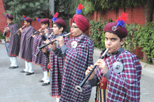 SMS, Janakpuri - A warm welcome being given by the young Markians of SMS Band : Click to Enlarge
