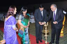 SMS, Janakpuri - The Chief Guest lighting the lamp : Click to Enlarge