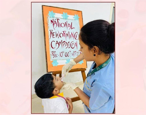 St. Marks Sr. Sec. Public School, Janakpuri - The National Deworming Campaign was organized : Click to Enlarge
