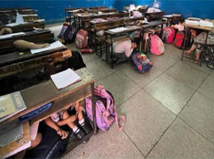 St. Marks Sr. Sec. Public School, Janakpuri - A Mock Earthquake Drill was conducted for Classes Nursery to XII to practice emergency plans : Click to Enlarge