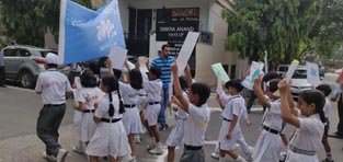 St. Mark's School, Janak Puri - A rally  by the students of our school to spread the message of importance and need of saving water : Click to Enlarge