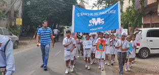 St. Mark's School, Janak Puri - A rally  by the students of our school to spread the message of importance and need of saving water : Click to Enlarge