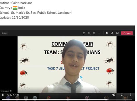 St. Mark's School, Janak Puri - Our school teams Best of Best and St. Markians won the GOLD AWARD and the SILVER AWARD in the project INSECT : Click to Enlarge