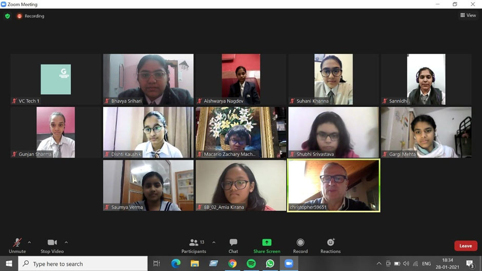 St. Mark's School, Janak Puri - Students from our school participated in Generation Global Video Conference along with students from City Montessori School Lucknow, India and an International School from Indonesia : Click to Enlarge