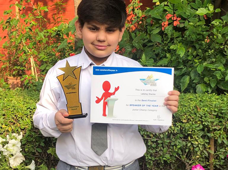 St. Mark's School, Janak Puri - Lakshay Sharma of Class VI-C, was awarded Consolation Prize in the category Junior Champ in MV Speaker of the Year finale : Click to Enlarge