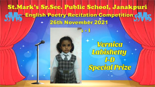 St. Mark's School, Janak Puri - An online English Recitation Competition was organized for Class I : Click to Enlarge