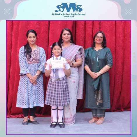 St. Marks Sr. Sec. Public School, Janakpuri - Arshnoor Kaur of Class V-B secured the Third Position in Renaissance, an Annual Inter-School Fiesta : Click to Enlarge