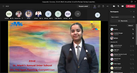 St. Mark's School, Janak Puri - 22nd Annual Inter School On The Spot Painting Competition was organised virtually : Click to Enlarge