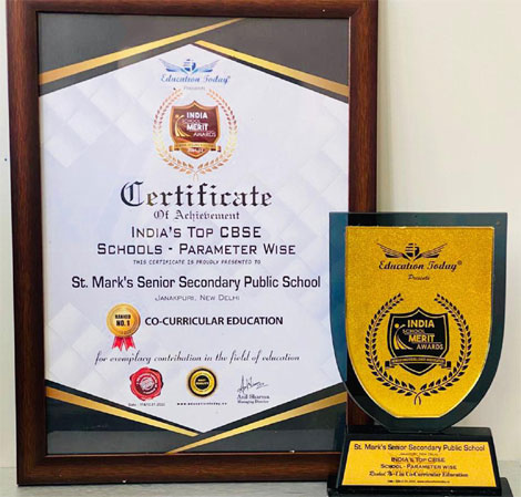 St. Marks Sr. Sec. Public School, Janakpuri has been Ranked No. 1 in India under the Top CBSE Schools – Parameter wise for Co-Curricular Education in a survey conducted by Education Today : Click to Enlarge
