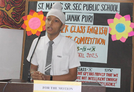 St. Marks Sr. Sec. Public School, Janakpuri - An Inter-Class Debate Competition for Classes IX-X : Click to Enlarge