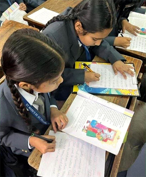St. Marks Sr. Sec. Public School, Janakpuri - English and Hindi Handwriting Competitions were organized for the students of Classes I to V : Click to Enlarge