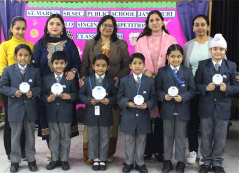 St. Marks Sr. Sec. Public School, Janakpuri - A Solo Singing competition was organized for the students of Classes 2 and 3 : Click to Enlarge