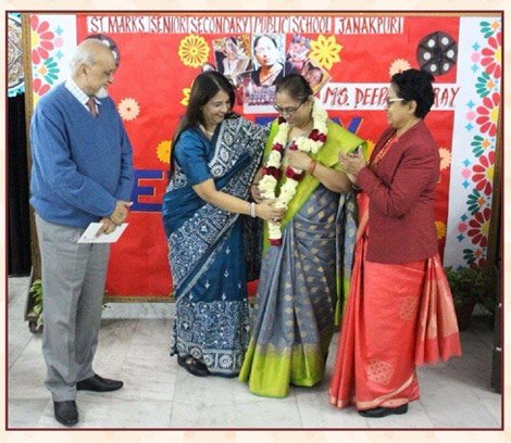 St.Marks Sr Sec Public School Janak Puri - Ms. Deepa Haruray, was given a warm send off after 24 wonderful years of service : Click to Enlarge