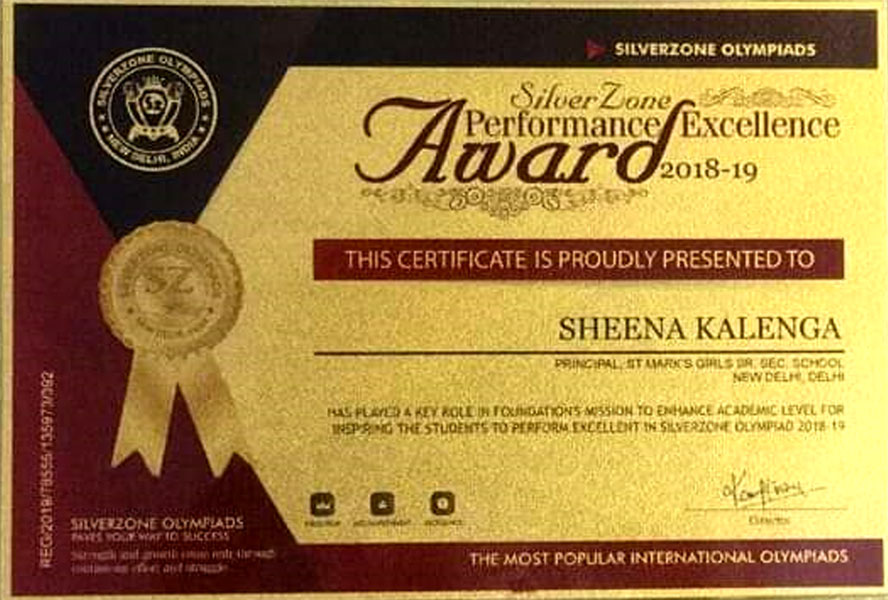 SMS Girls School - Silverzone Performance Excellence Award : Click to Enlarge