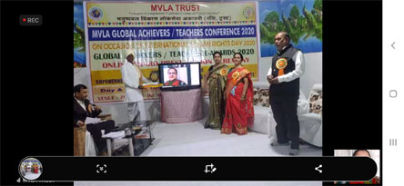 SMS Girls School - Principal Ms. Sheena receives Lifetime Achievement Golden Peacock Award : Click to Enlarge
