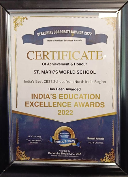 SMS World School - Indias Education Excellence Award 2022 : Click to Enlarge