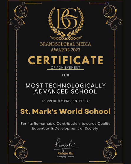 SMS World School - Most Technologically Advanced School at the Brandsglobal Media Awards : Click to Enlarge