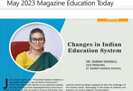 SMS World School - Dr. Sabina Shergill Write Up : Click to Enlarge