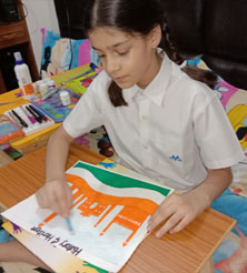 SMS, Girls School - Art Competition for Classes 6-8 - Students working on Canvas : Click to Enlarge