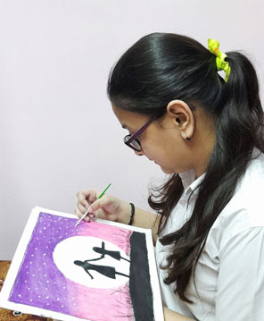 SMS, Girls School - Art Competition : Children at work for Classes VI to X : Click to Enlarge