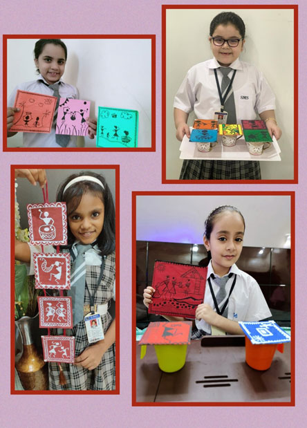 SMS, Girls School - Warli Art by Class 3 : Click to Enlarge