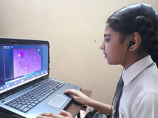 St. Mark's Girls School, Meera Bagh - Watching Video on World Ozone Day : Click to Enlarge