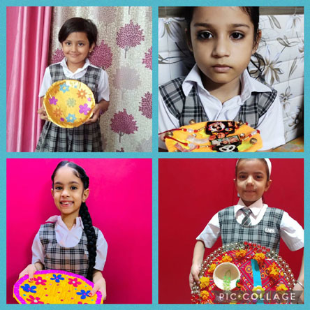 St. Mark's Girls School, Meera Bagh - Rakshabandhan : Thali Decoration Activity by Class 1 : Click to Enlarge