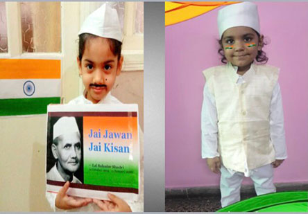 St. Mark's Girls School, Meera Bagh - Birthday of Lal Bahadur Shastri celebrated by Class Seedling : Click to Enlarge