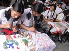 SMS, Girls School - Earth Day - Leaf Painting (Class VIII) : Click to Enlarge