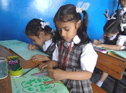 SMS, Girls School - Earth Day - Thumb Painting (Class I) : Click to Enlarge