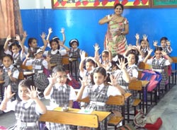 SMS, Girls School - Earth Day - Thumb Painting (Class I) : Click to Enlarge