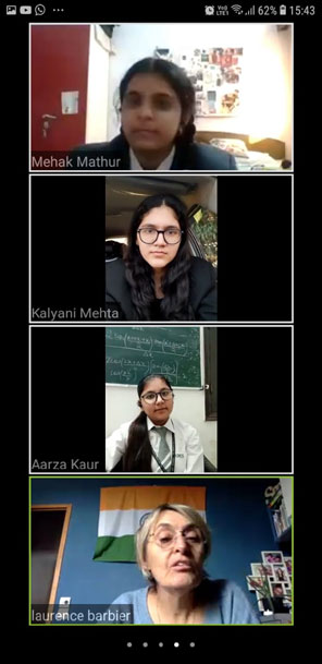St. Mark's Girls School, Meera Bagh - Zoom Video Meet with French: International Collaborations : Click to Enlarge