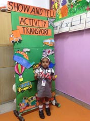 St. Mark's Girls School, Meera Bagh - Show and Tell Activity on Transport for Seedling : Click to Enlarge