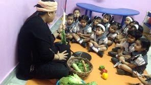 St. Mark's Girls School, Meera Bagh - Vegetable Vendor Activity for Class Seedling : Click to Enlarge