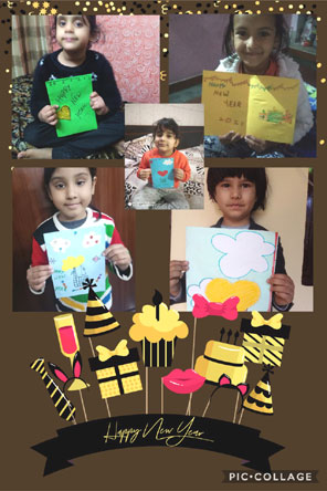 St. Mark's Girls School, Meera Bagh - New Year Card making Activity by Class Sapling : Click to Enlarge