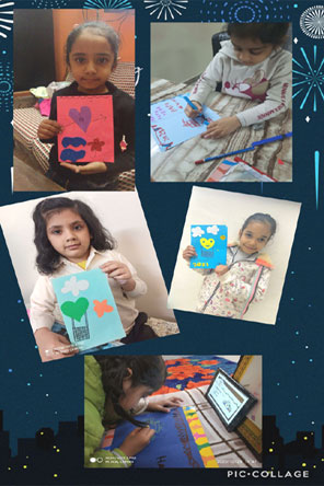 St. Mark's Girls School, Meera Bagh - New Year Card making Activity by Class Sapling : Click to Enlarge