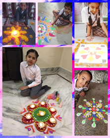 St. Mark's Girls School, Meera Bagh - Diwali Rangoli Activity by Class 2 : Click to Enlarge