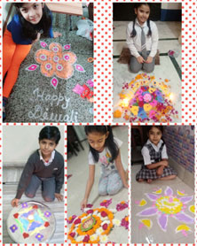 St. Mark's Girls School, Meera Bagh - Diwali Rangoli Activity by Class 2 : Click to Enlarge