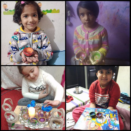 St. Mark's Girls School, Meera Bagh - Diya making activity by Class Seedling : Click to Enlarge