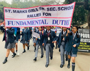 St. Mark's Girls School, Meera Bagh - Rally on Fundamental Duties : Click to Enlarge