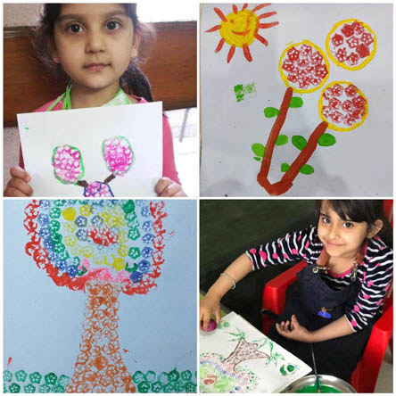 St. Mark's Girls School, Meera Bagh - Vegetable Printing Activity by Class 1 : Click to Enlarge