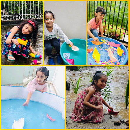 St. Mark's Girls School, Meera Bagh - Paper Boat Activity by Classes Seedling and Sapling : Click to Enlarge