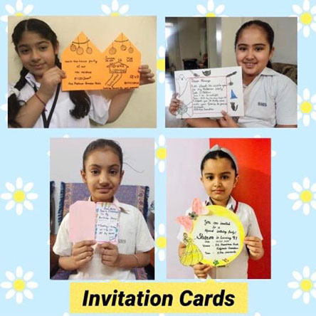 St. Mark's Girls School, Meera Bagh - Invitation Card Design activity for Class 4 : Click to Enlarge