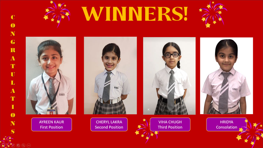 St. Mark's Girls School, Meera Bagh - Inter Class English Recitation Competition Winners of Class 3 : Click to Enlarge