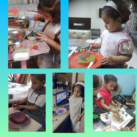 St. Mark's Girls School, Meera Bagh - Ice Painting Activity for Class Seedling : Click to Enlarge